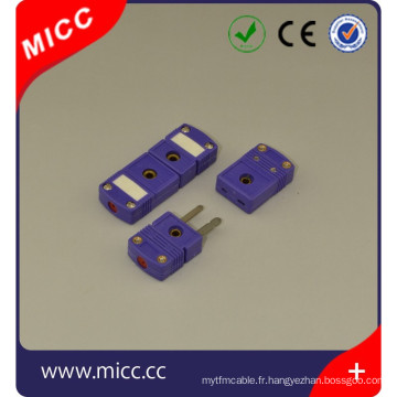 MICC omega E type chromel constantan matériel mini thermocouple socket et plug